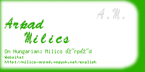 arpad milics business card